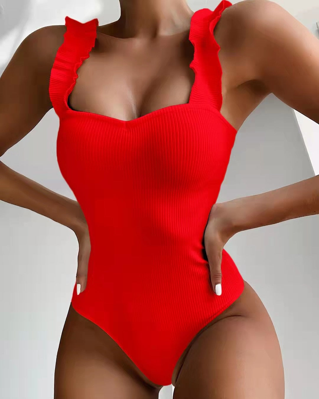 One Piece Ruffled Push Up Swimsuit