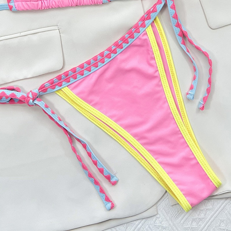 Seashell Edge Bikinis Women Swimsuit New Backless Lace Up