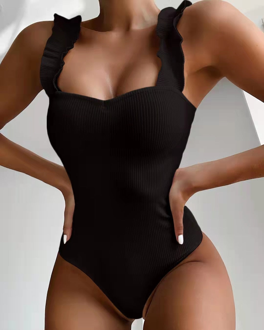 One Piece Ruffled Push Up Swimsuit